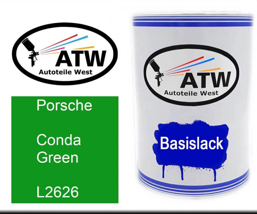 Porsche, Conda Green, L2626: 500ml Lackdose, von ATW Autoteile West.